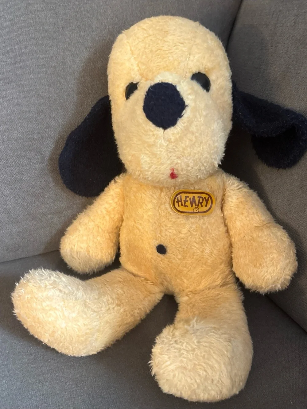 Plush Dog Toy - Yellow and Black Plush Pet Toy Henry Vintage